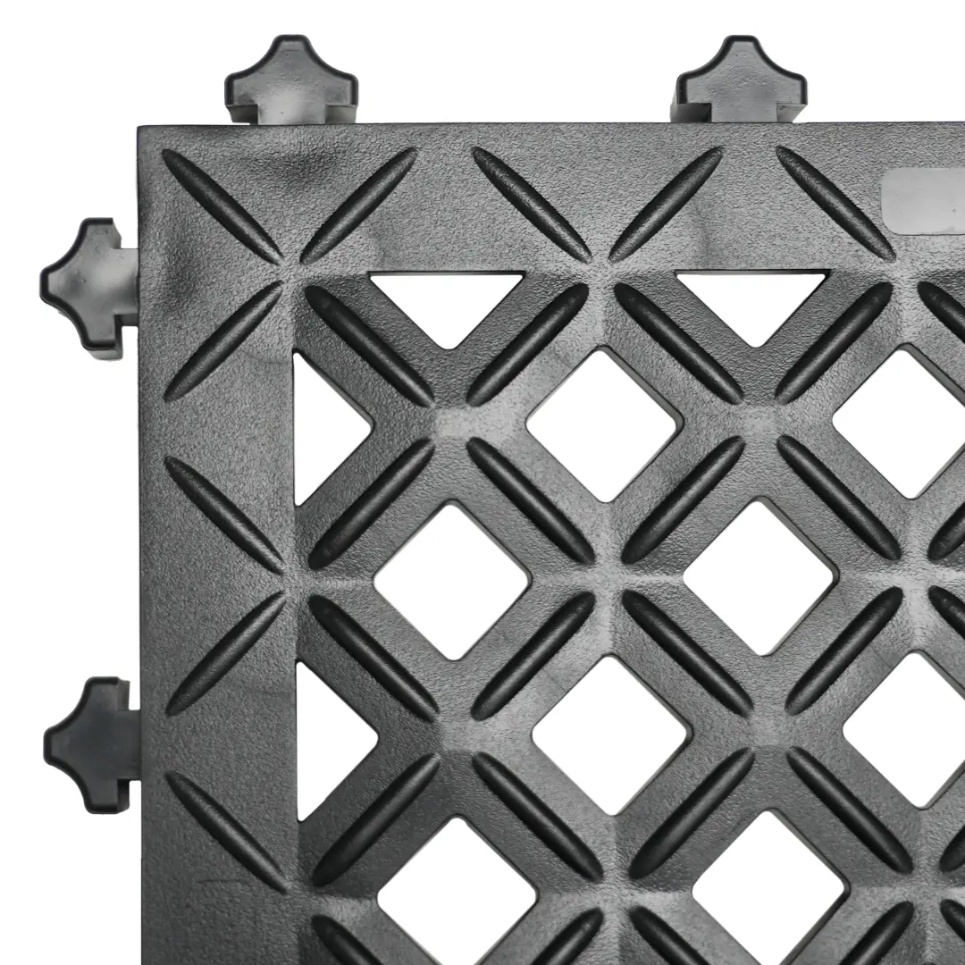 Drainage tile detail with chevron pattern